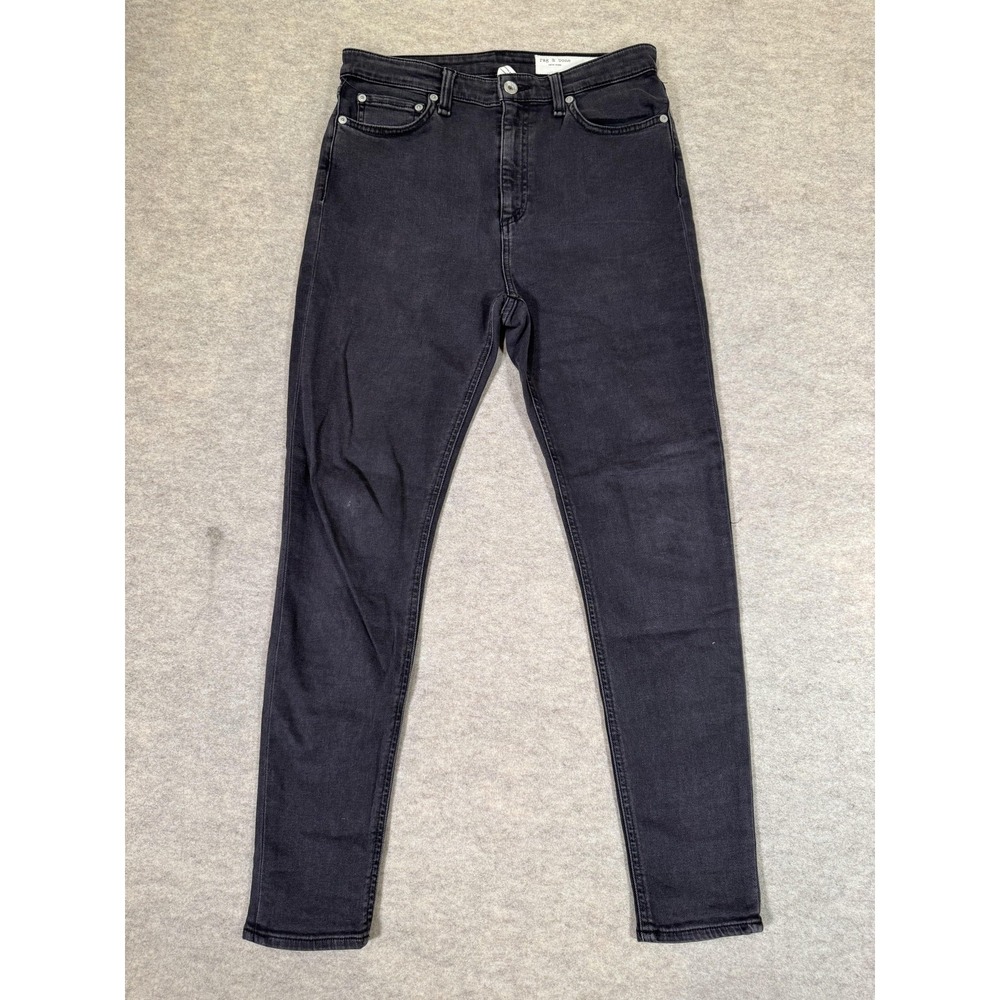 Rag & Bone Nina High-Rise Ankle Skinny Jeans Womens 28 Charcoal Stretch Denim